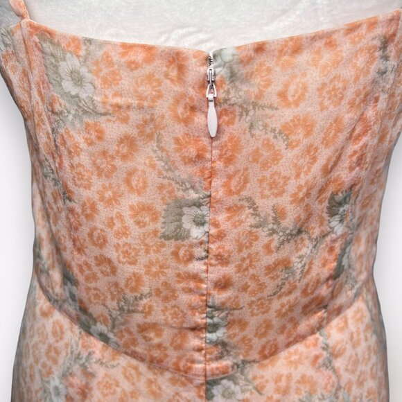 J.Crew Slip Dress Midi Spaghetti Straps Orange Floral Cotton Size 6 - Picture 7 of 10